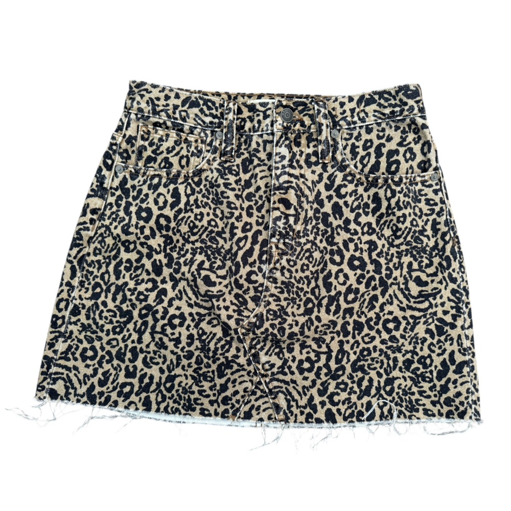 Madewell Leopard Print Mini Skirt in Black and Tan